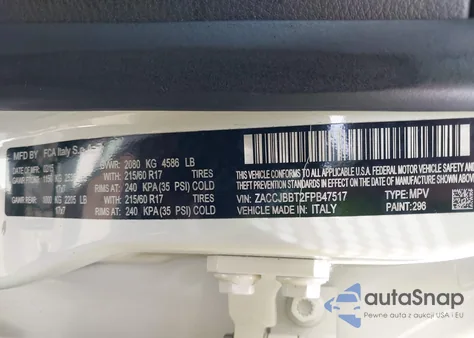 2015 Jeep Renegade Latitude from USA, damaged, VIN ZACCJBBT2FPB47517